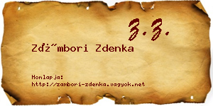 Zámbori Zdenka névjegykártya